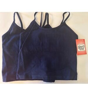 Sports One Womens Black Camisole Tank Top 2 Pack Cotton Spandex Style 1556 S